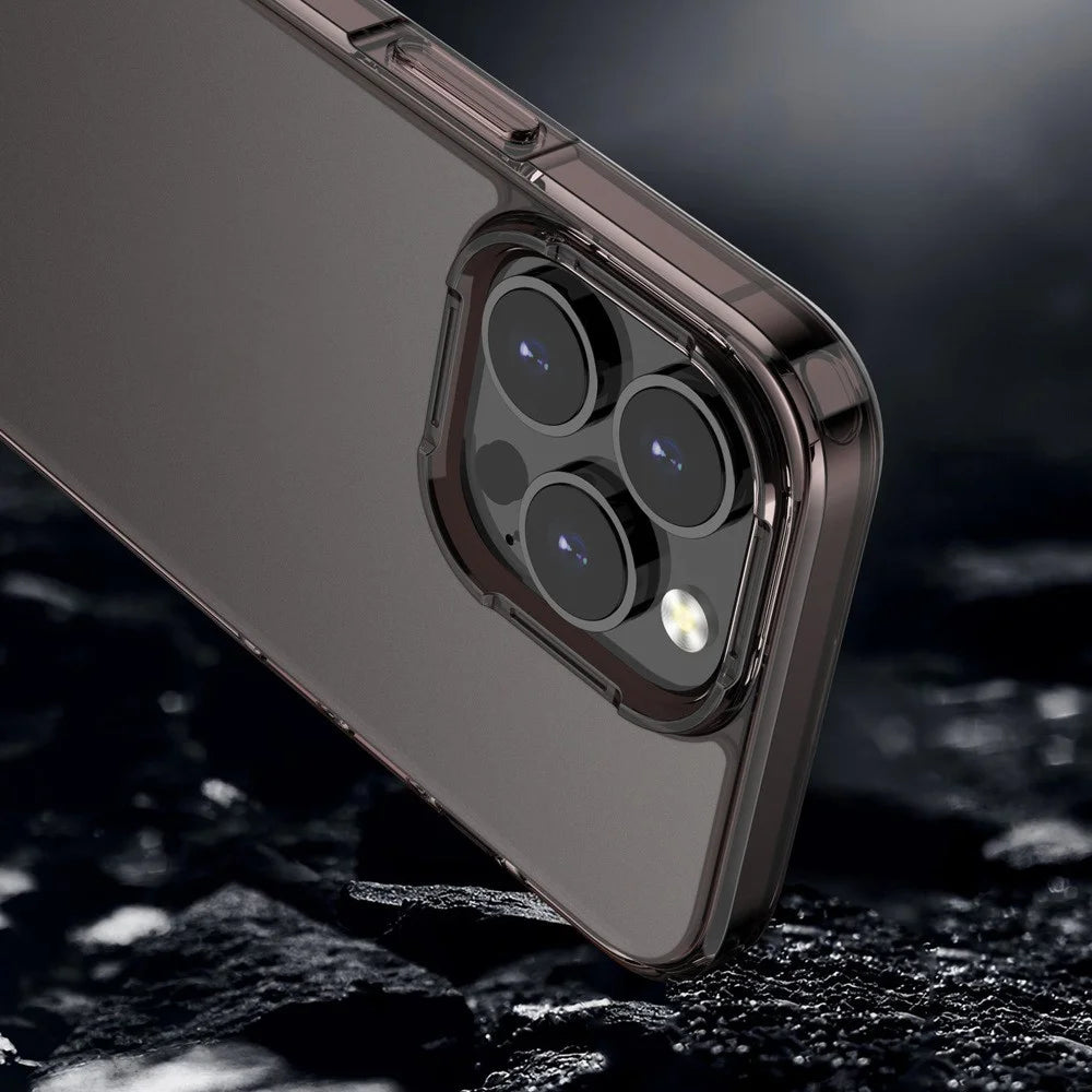 For iPhone 15 Pro Max Anti-drop PC+TPU Hybrid Protective Case Translucent Matte Phone Cover - Brown - 3