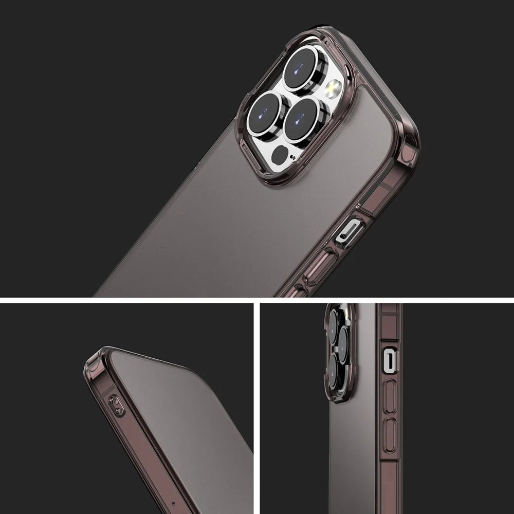 For iPhone 15 Pro Max Anti-drop PC+TPU Hybrid Protective Case Translucent Matte Phone Cover - Brown - 5