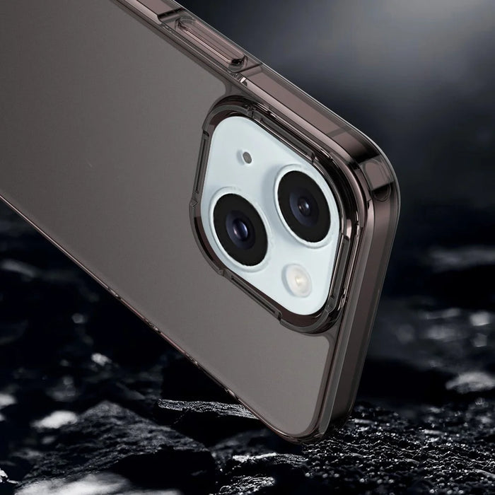 For iPhone 15 Plus Translucent Matte Phone Cover Anti-fingerprint PC+TPU Hybrid Protective Case - Brown - 3