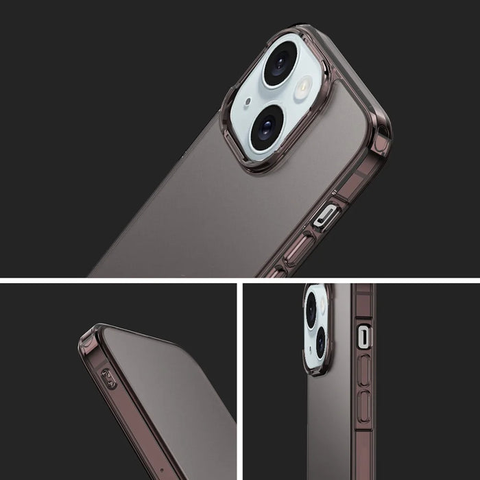 For iPhone 15 Plus Translucent Matte Phone Cover Anti-fingerprint PC+TPU Hybrid Protective Case - Brown - 5