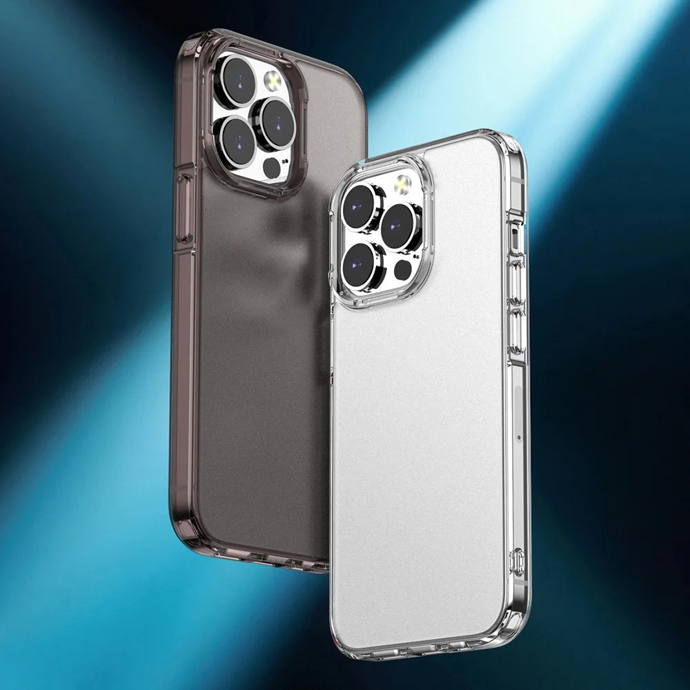 For iPhone 15 Pro Fall Proof Matte Phone Cover Translucent PC+TPU Hybrid Protective Case - Brown - 2