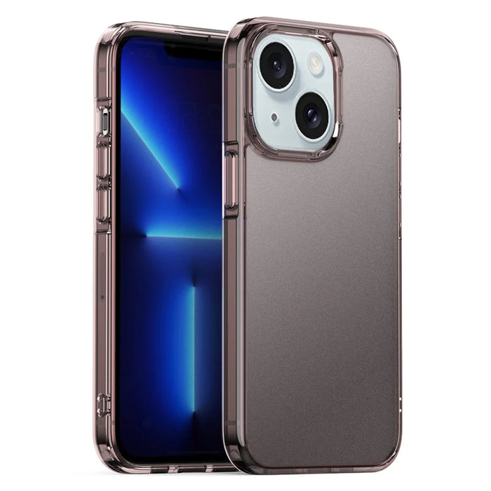 Back Protector for iPhone 15 , Matte Phone Cover Translucent PC+TPU Hybrid Protective Case - Brown - 1