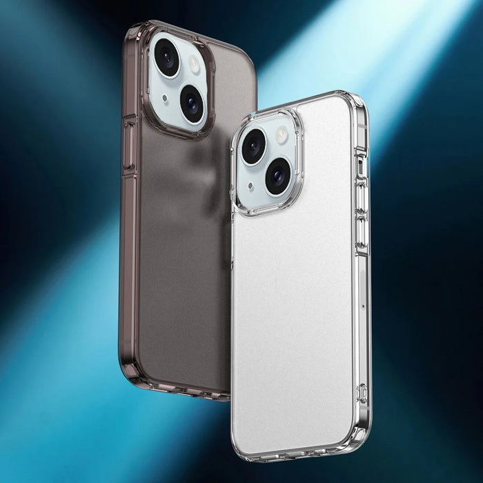 Back Protector for iPhone 15 , Matte Phone Cover Translucent PC+TPU Hybrid Protective Case - Brown - 2