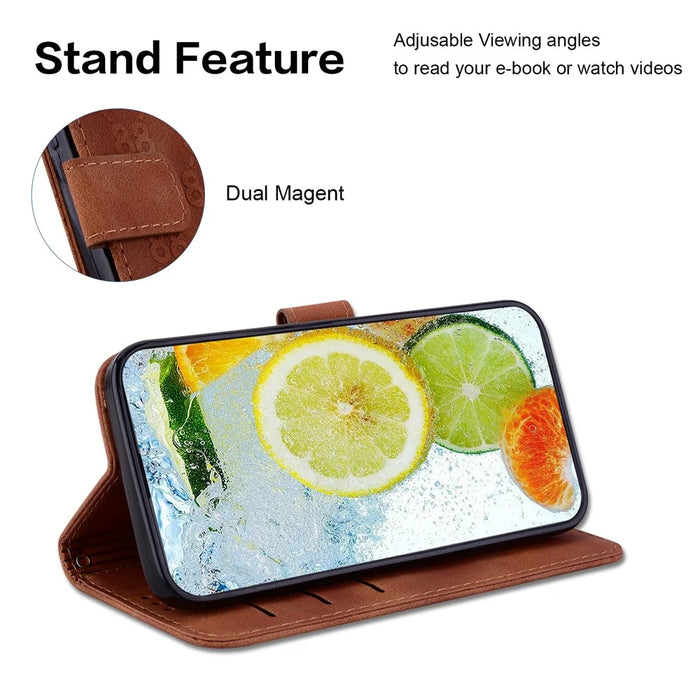 Stand Shell for Nokia G60 5G Mobile Phone Shockproof Double 8-Shape Imprint Leather Case Wallet Cover - Brown - 2