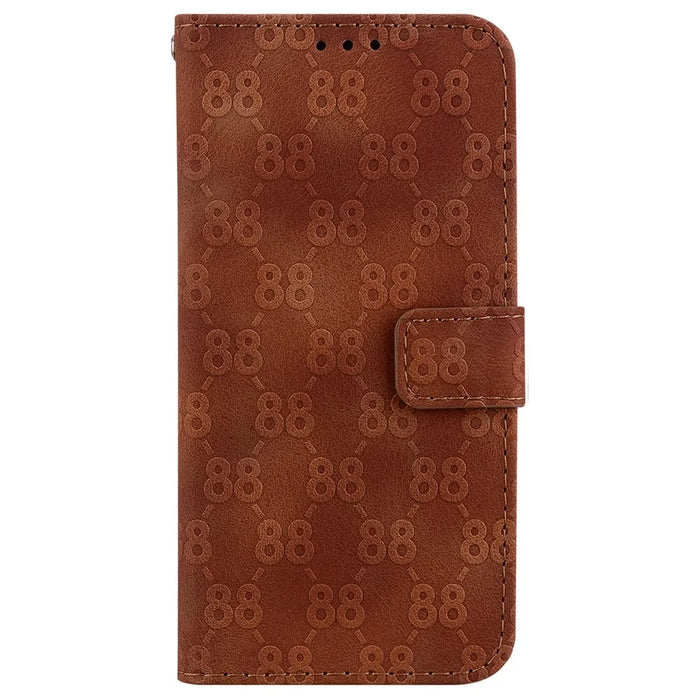 Stand Shell for Nokia G60 5G Mobile Phone Shockproof Double 8-Shape Imprint Leather Case Wallet Cover - Brown - 7