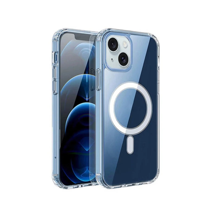 For iPhone 15 Plus Shockproof Back Case Compatible with MagSafe Transparent TPU Phone Cover - 1