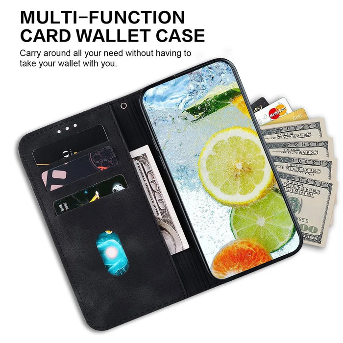 For iPhone 14 Double 8-Shape Imprinted Phone Case PU Leather Stand Wallet Drop-proof Cover - Black - 3