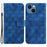 For iPhone 14 Plus Double 8-Shape Imprint Cover Anti-drop Leather Stand Wallet Phone Case - Dark Blue - 1