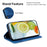 For iPhone 14 Plus Double 8-Shape Imprint Cover Anti-drop Leather Stand Wallet Phone Case - Dark Blue - 2