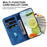 For iPhone 14 Plus Double 8-Shape Imprint Cover Anti-drop Leather Stand Wallet Phone Case - Dark Blue - 3