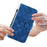 For iPhone 14 Plus Double 8-Shape Imprint Cover Anti-drop Leather Stand Wallet Phone Case - Dark Blue - 5
