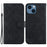 For iPhone 15 Double 8-Shape Imprinted Phone Case PU Leather Stand Wallet Cover with Hand Strap - Black - 1