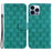 For iPhone 13 Pro Max 6.7 inch Leather Wallet Stand Phone Cover Double 8-Shape Imprinted Case - Green - 1
