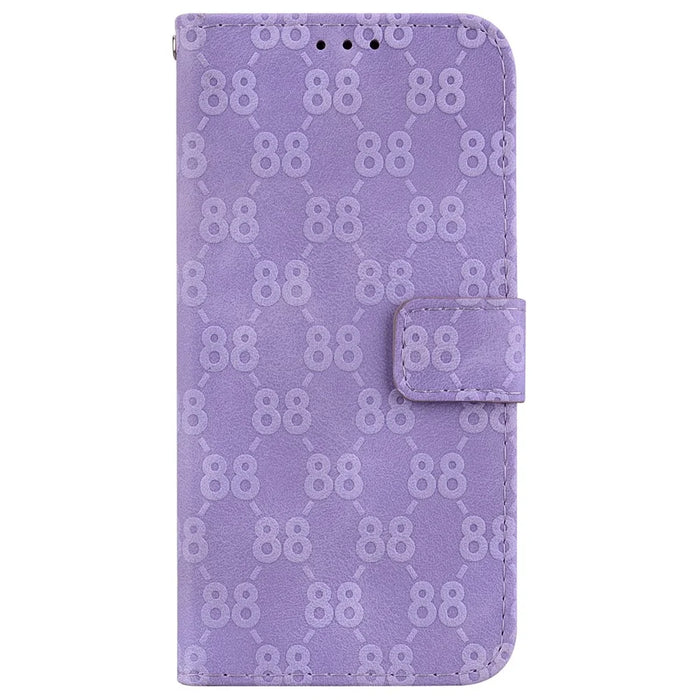 For iPhone 14 Pro Leather Wallet Stand Shockproof Cover Double 8-Shape Imprinted Phone Case - Purple - 7