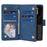 Anti-drop Leather Cover for iPhone 15 Pro Max , Multiple Card Slots Zipper Pocket Phone Wallet Stand Case - Blue - 4