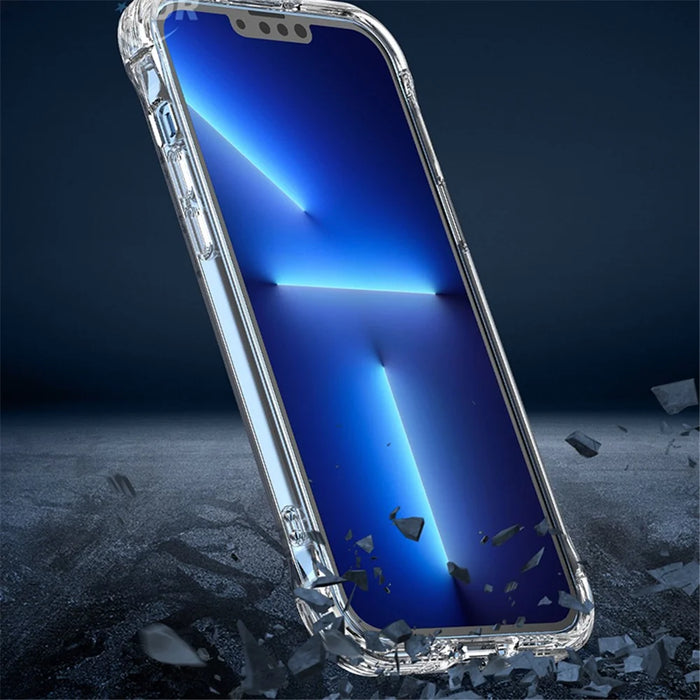 For iPhone 15 Pro Max Shockproof PC+TPU Cell Phone Case Clear Concealed Kickstand Back Cover - Transparent - 4