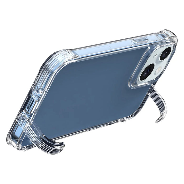 Clear Shell for iPhone 15 Plus , PC+TPU Cell Phone Case Concealed Kickstand Back Cover - Transparent - 1