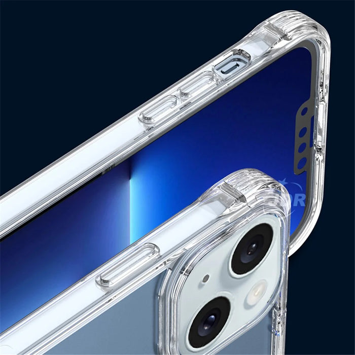 Clear Shell for iPhone 15 Plus , PC+TPU Cell Phone Case Concealed Kickstand Back Cover - Transparent - 6