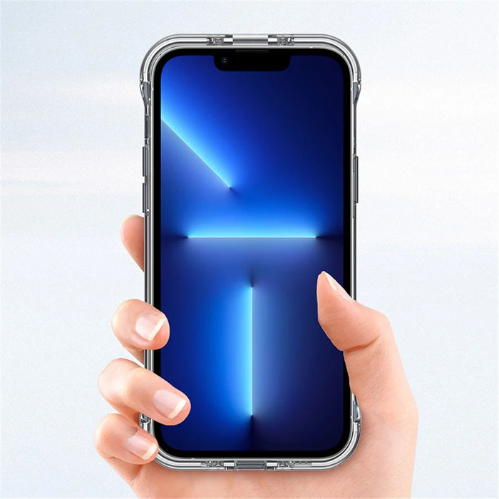 Clear Shell for iPhone 15 , Bump Proof PC+TPU Cell Phone Case Back Cover with Concealed Kickstand - Transparent Black - 3