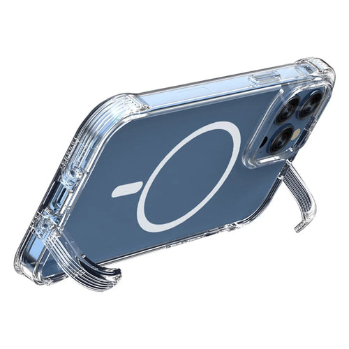For iPhone 15 Plus Clear PC+TPU Phone Case Concealed Kickstand Phone Shell Compatible with MagSafe - 1