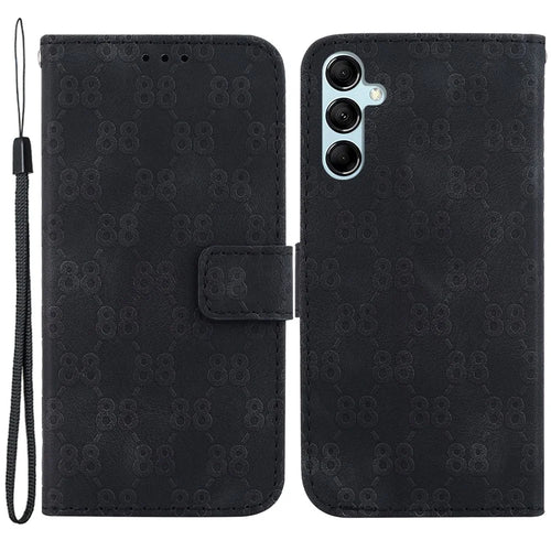 Wallet Phone Case for Samsung Galaxy M54 5G / F54 5G Anti-Drop Double 8-Shape Imprinted PU Leather Flip Cover - Black - 1