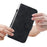 Double 8-Shape Imprint Phone Case for Samsung Galaxy A34 5G Leather Wallet Folding Stand Cover - Black - 6