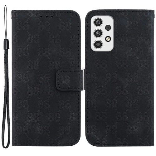 For Samsung Galaxy A23 5G (Global Version) / A23 4G Leather Wallet Case Stand Double 8-Shape Imprint Phone Cover - Black - 1
