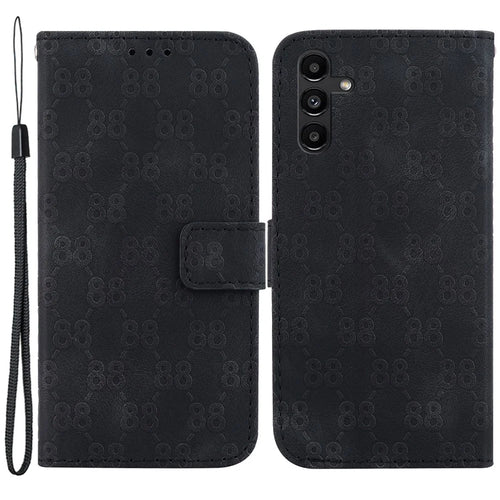For Samsung Galaxy A13 5G Wallet Stand Phone Leather Case Double 8-Shape Imprint Cover - Black - 1