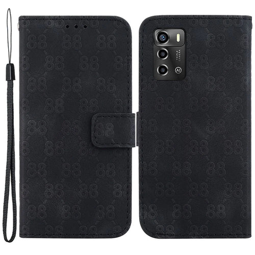 For ZTE Blade A72 / Blade V40 Vita Phone Leather Case Double 8-Shape Imprint Cover with Wallet Stand - Black - 1