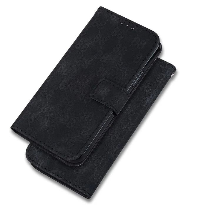 PU Leather Case for Samsung Galaxy S23+ , 8-Shape Imprinted Stand Folio Flip Wallet Phone Cover - Black - 7