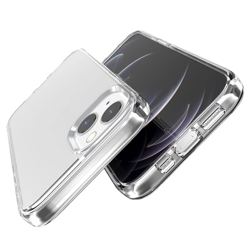 For iPhone 15 Plus Anti-Scratch Cover Clear Design Hard PC + Flexible TPU Cell Phone Case - Transparent Pink - 6