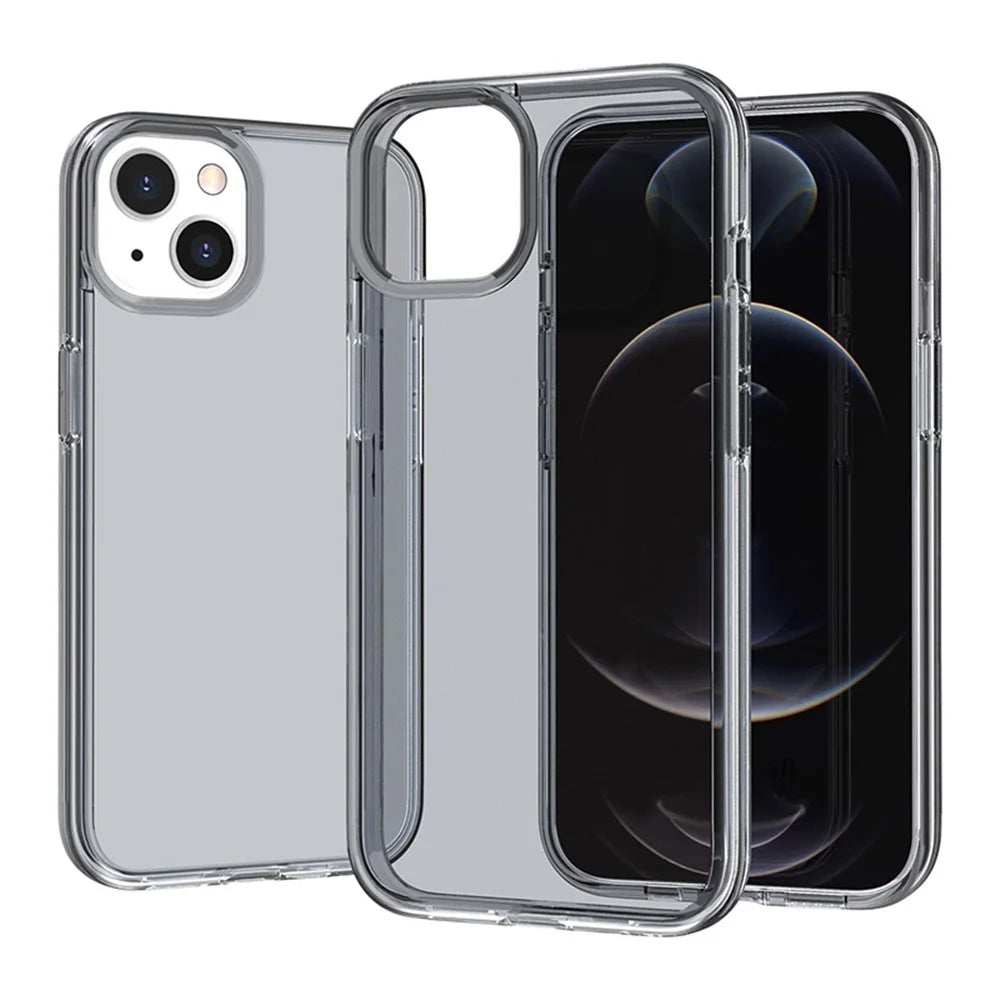 For iPhone 15 Pro Max Slim-Fit Hard Phone Case Clear PC + TPU Cell Phone Cover Shell - Transparent Black - 1