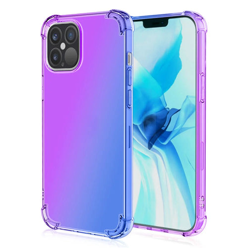 For iPhone 15 Pro Gradient Color Protective Phone Cover Anti-drop Soft TPU Phone Case - Purple / Blue - 1