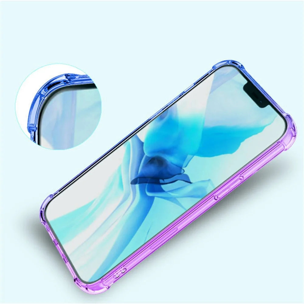 For iPhone 15 Pro Gradient Color Protective Phone Cover Anti-drop Soft TPU Phone Case - Purple / Blue - 2