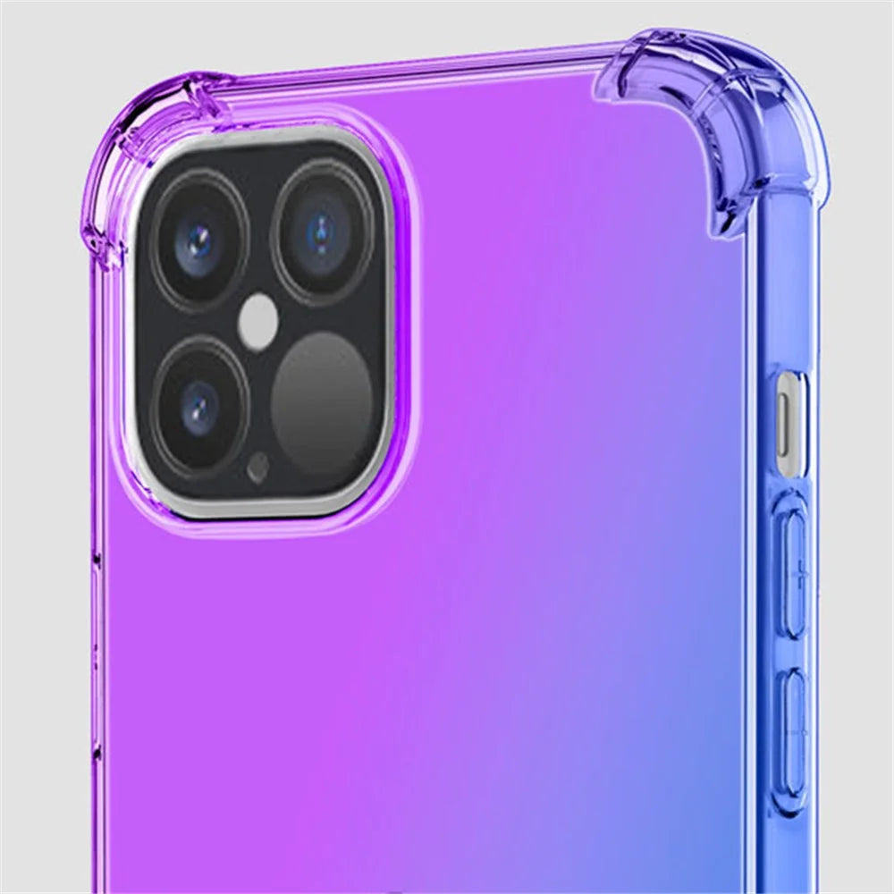 For iPhone 15 Pro Gradient Color Protective Phone Cover Anti-drop Soft TPU Phone Case - Purple / Blue - 3