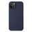 MELKCO Protective Cover for iPhone 15 , Genuine Cow Leather Coated PC Incomplete Phone Case - Dark Blue - 1
