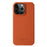 MELKCO Microfiber Lining Cover for iPhone 15 Pro , Genuine Cow Leather Coated PC Incomplete Phone Case - Orange - 1