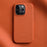 MELKCO Microfiber Lining Cover for iPhone 15 Pro , Genuine Cow Leather Coated PC Incomplete Phone Case - Orange - 2