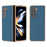 For Samsung Galaxy Z Fold5 5G Silky Feeling Phone Case Genuine Cow Leather + PC Electroplating Cover - Blue - 1