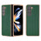 For Samsung Galaxy Z Fold5 5G Electroplating Back Cover Genuine Cow Leather + PC Luxury Texture Phone Case - Green - 1