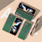 For Samsung Galaxy Z Fold5 5G Electroplating Back Cover Genuine Cow Leather + PC Luxury Texture Phone Case - Green - 3