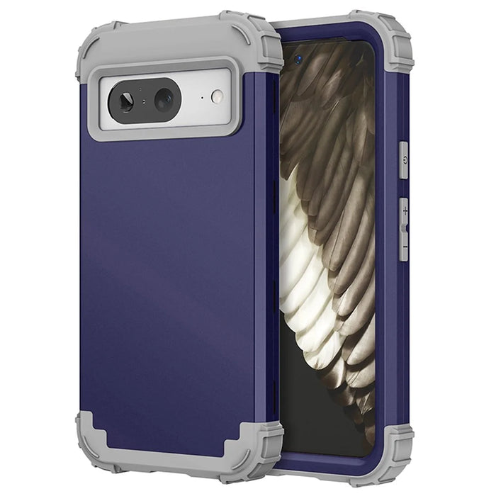 L-Style PC + TPU Phone Cover for Google Pixel 8 , Anti-Drop Cell Phone Cover - Navy Blue+Dark Grey - 1