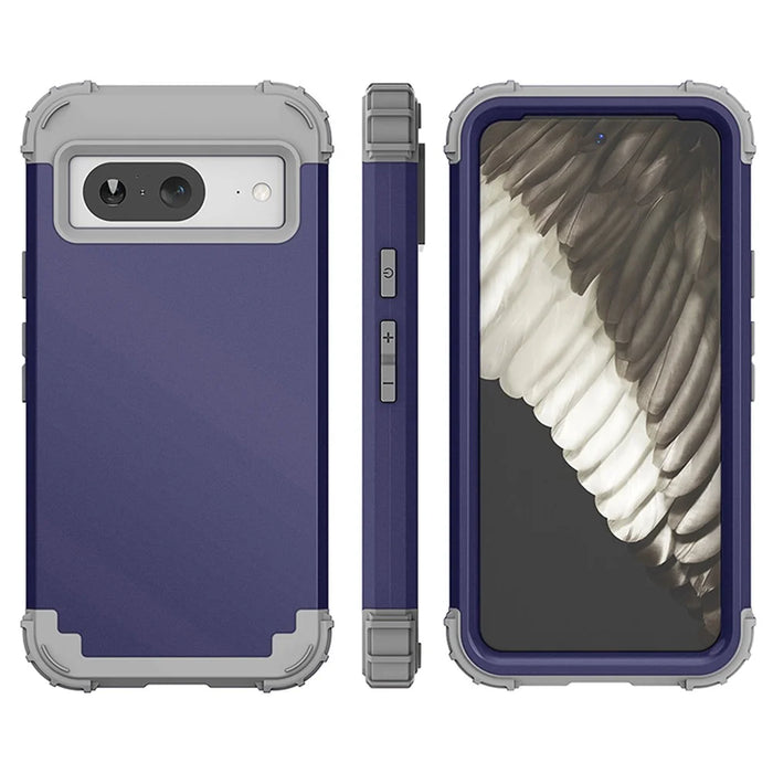 L-Style PC + TPU Phone Cover for Google Pixel 8 , Anti-Drop Cell Phone Cover - Navy Blue+Dark Grey - 7