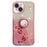 KADEM Cellphone Guard Case for iPhone 13 mini 5.4 inch , Ring Kickstand Flower Pattern Glitter TPU Cover - Rose Gold - 1