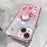 KADEM Cellphone Guard Case for iPhone 13 mini 5.4 inch , Ring Kickstand Flower Pattern Glitter TPU Cover - Rose Gold - 3