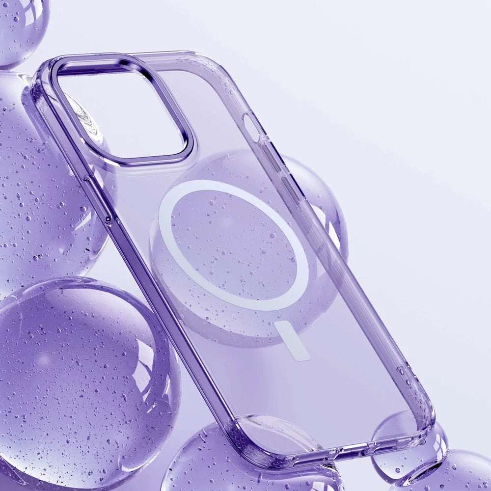 Translucent Slim Phone Case for iPhone 14 Pro Max Anti-Fingerprint TPU+PC Cover Compatible with MagSafe - Purple - 1