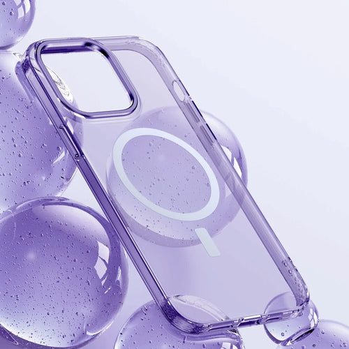 Translucent Slim Phone Case for iPhone 14 Pro Max Anti-Fingerprint TPU+PC Cover Compatible with MagSafe - Purple - 1