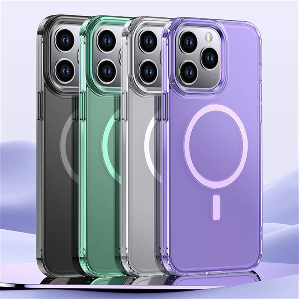 Translucent Slim Phone Case for iPhone 14 Pro Max Anti-Fingerprint TPU+PC Cover Compatible with MagSafe - Purple - 6