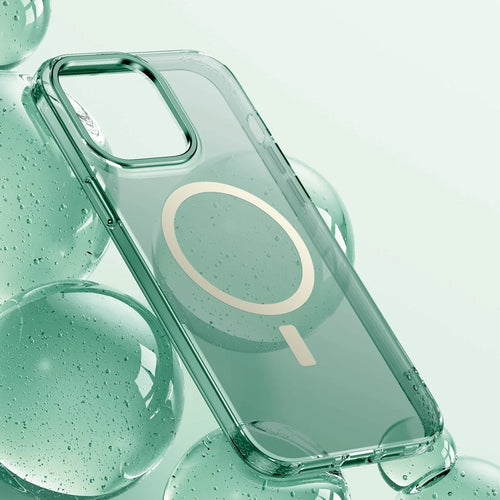 Anti-Fingerprint Phone Cover for iPhone 14 Pro Translucent Slim TPU+PC Case Compatible with MagSafe - Green - 1