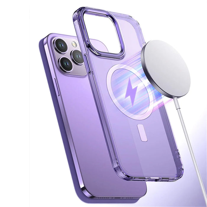 Anti-Fingerprint Phone Cover for iPhone 14 Pro Translucent Slim TPU+PC Case Compatible with MagSafe - Green - 3